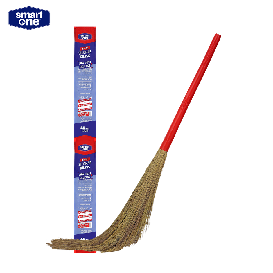 Smart One-Red- Grass Broom, Silchar Grass, 46 Inch length, 425 gm