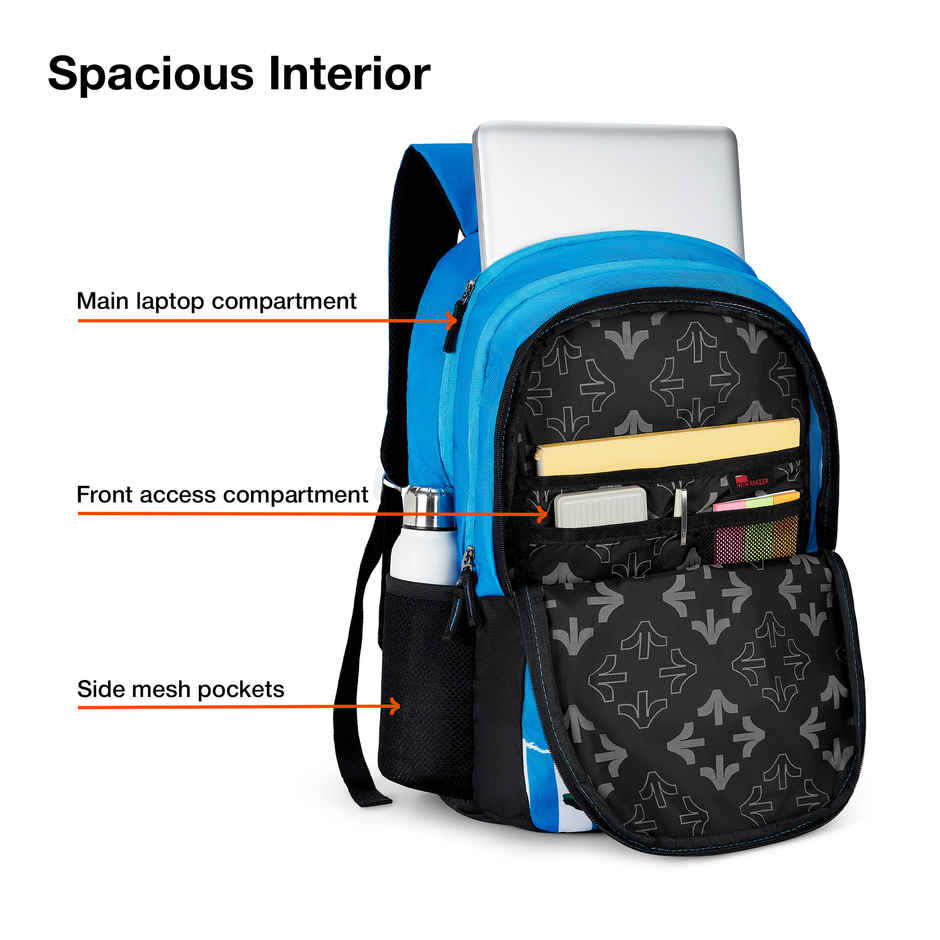 Nasher Miles Football Club Backpack- Unisex- 3 Compartment College Bag- Blue- 45L