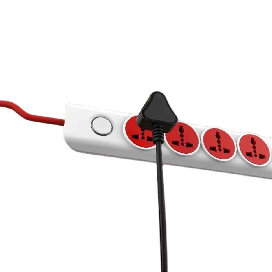 Ailkin 4 + 1 250 Volts Power Strip Extention Board with Master Switch, Indicator, Safety Shutter & 4 International sockets, Extension Cord for Home Appliances - Red & White 