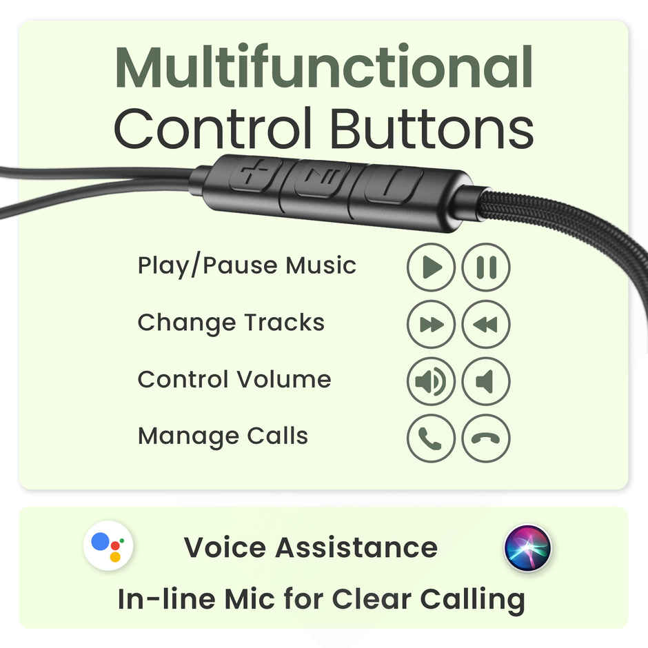 Ambrane Type C Wired Earphones With In-Line Mic, 10Mm Drivers, Control Buttons (Stringz 38C, Black)