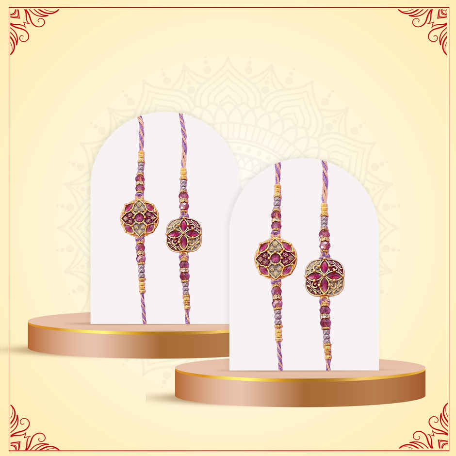 Floweraura Regal Floral Rakhi Pair Combo