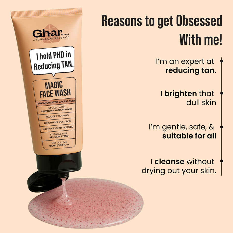 Ghar Soaps Magic Face Wash With Sandalwood, Saffron & Glutathione To Reduce Tan