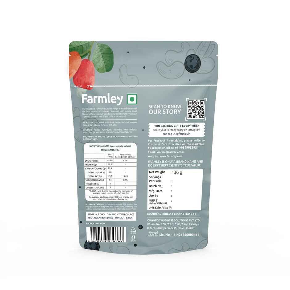 Farmley Black Pepper Roasted Cashews | Kaju