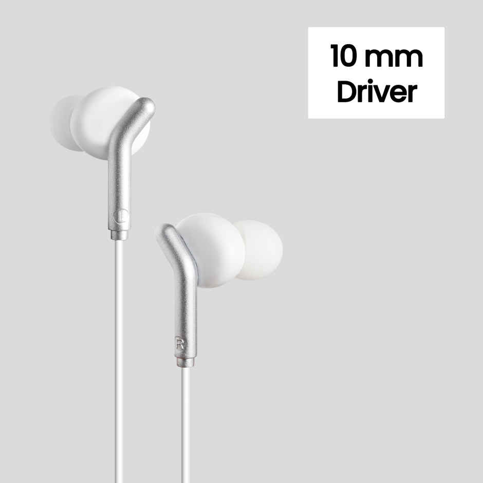 Zebronics Bro Wired Earphones with Mic, 3.5mm Audio Jack, 10mm Drivers, Phone/Tablet(White)