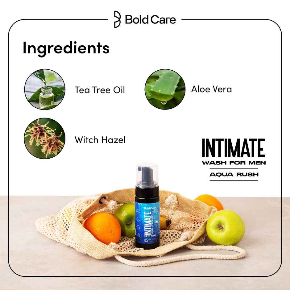 Bold Care Aqua Rush Intimate Wash for Men with Tea Tree Oil and Aloe Vera Extract