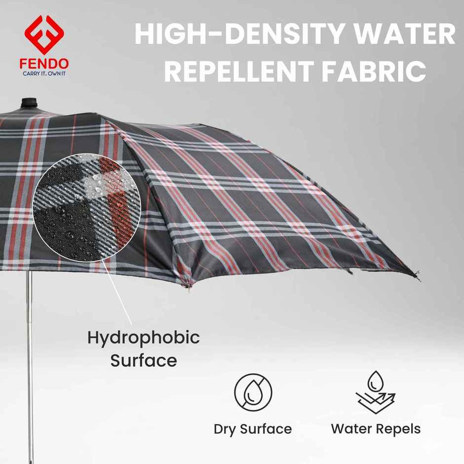 Fendo Emmott Auto Open Sun & Rainproof Regular Umbrella| Brown Checks | 24.5 Inch | 2 Fold
