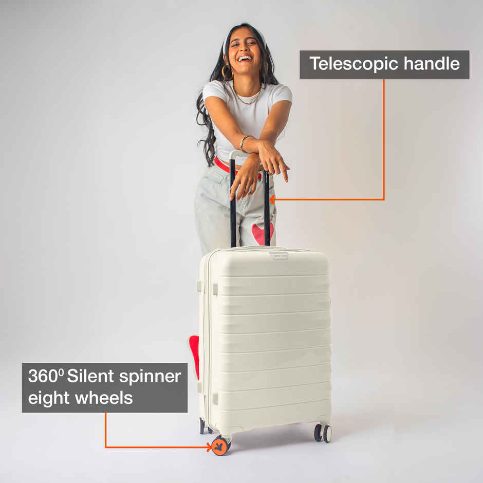 Nasher Miles Vienna Check-In Hardside Polypropylene 28 Inch-75 cm Trolley Bag- Cream