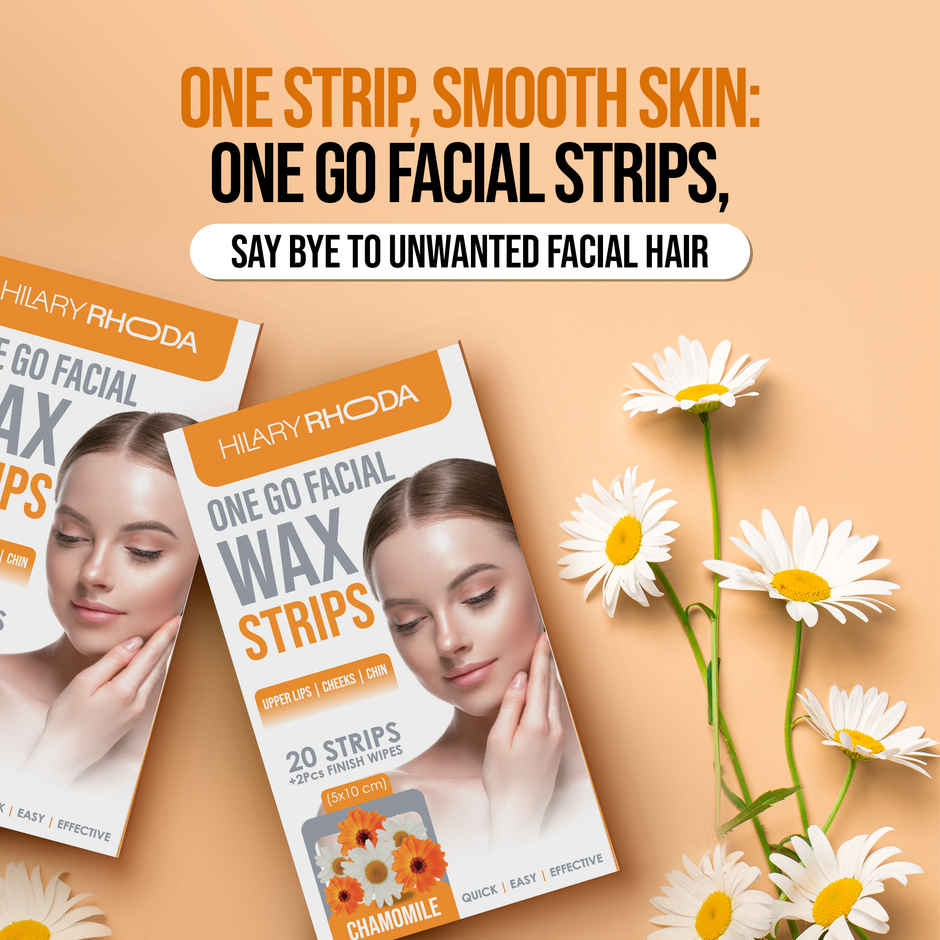 Hilary Rhoda One Go Facial Wax Strips | Ready-To-Use Facial Wax Strips | Chamomile - Shade 03