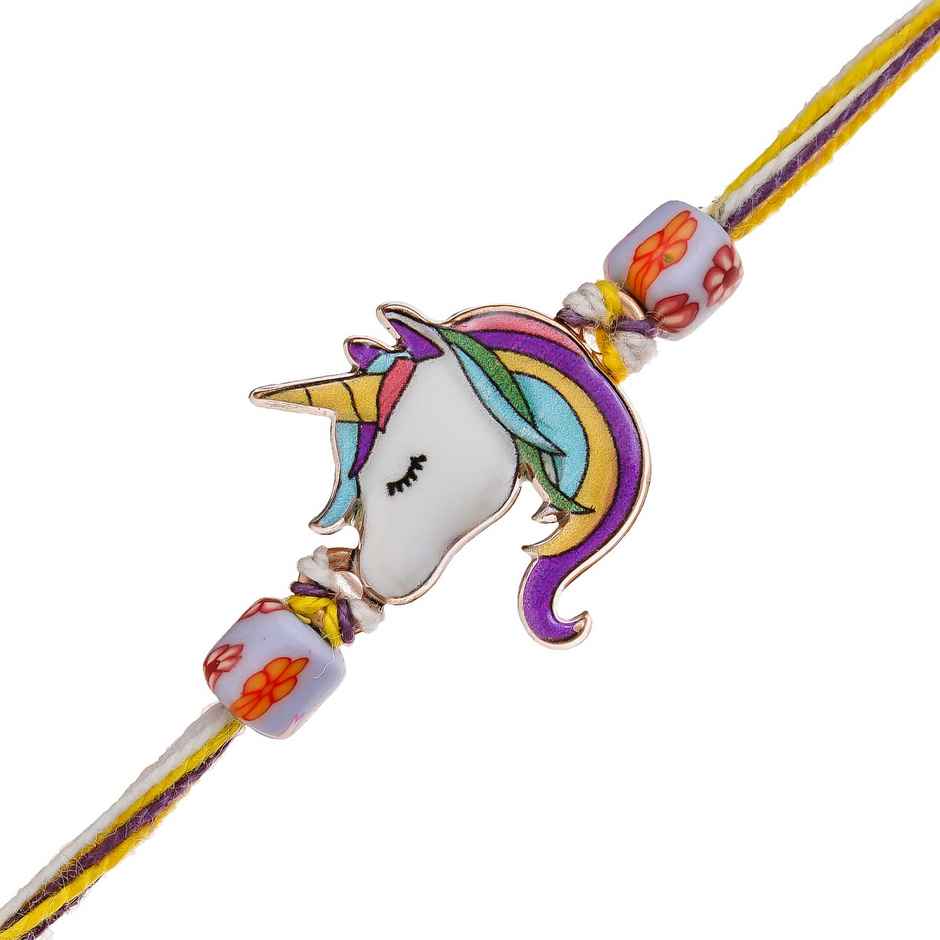Kids Unicorn Rakhi for Bhai, Bhaiya with Roli Chawal Pack (eCraftIndia)
