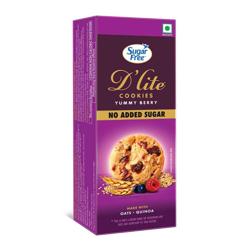 Sugar Free D'lite Yummy Berry Cookies | Zero Added Sugar | Made With Oats & Quinoa