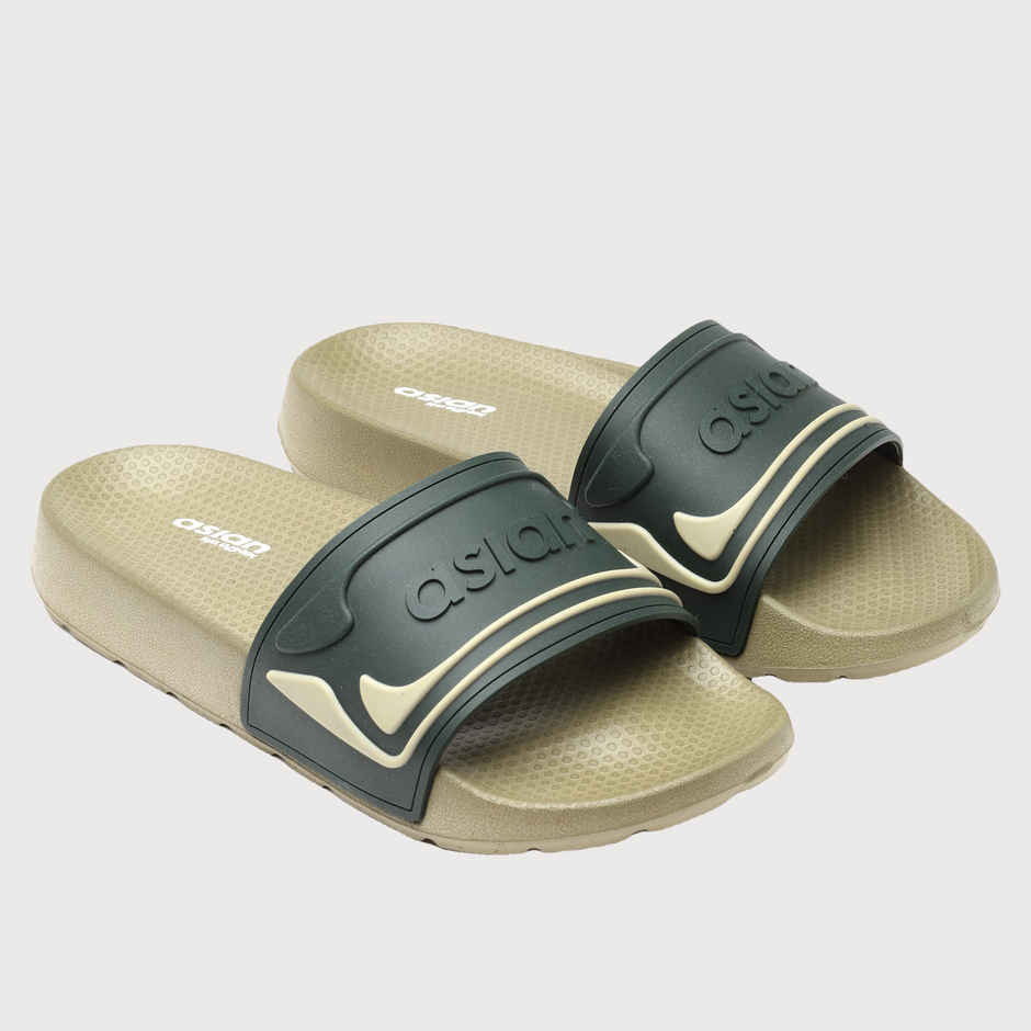 Asian Men's Slides | Slider-34 | Olive - UK 6