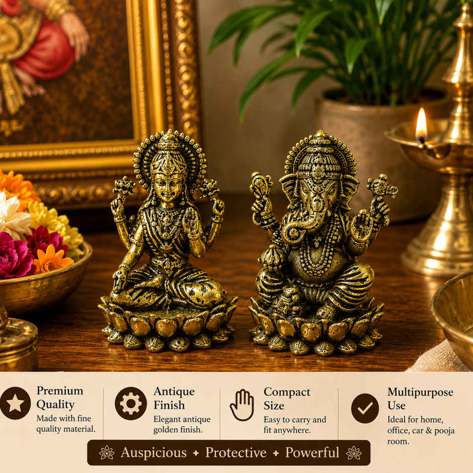 Pure Brass Laxmi Ganesha Idol | Estoria Collective