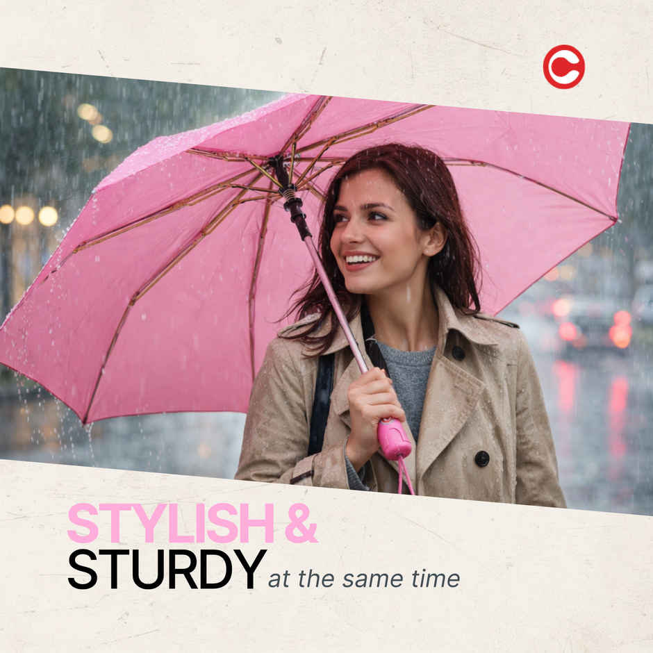Citizen Auto Pink Mono Silver Umbrella | 22 Inch | 3 Fold