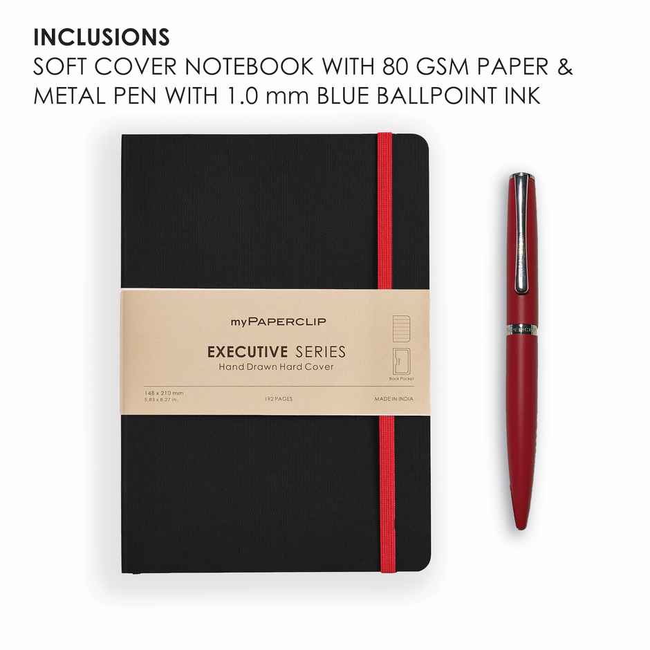 myPAPERCLIP Notebook And Pen Executive Combo Set | Black & Red