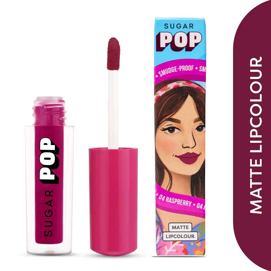 Sugar Pop Matte Lipcolour - 04 Raspberry(1.6ml) & Sugar Pop Nourishing Lip Balm 06 Strawberry(4.5gms) Combo