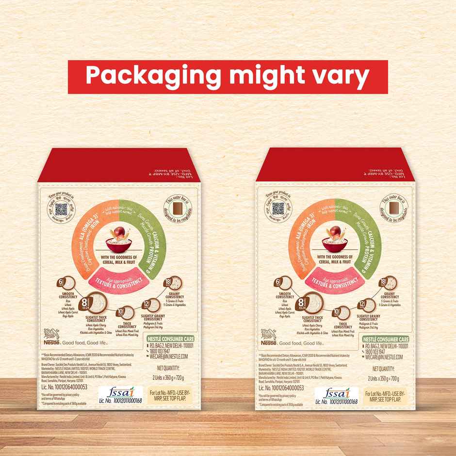 Nestle Cerelac Wheat Apple Cherry Baby Food Cereal,No Refined Sugar, No Preservatives,8 - 24 Months