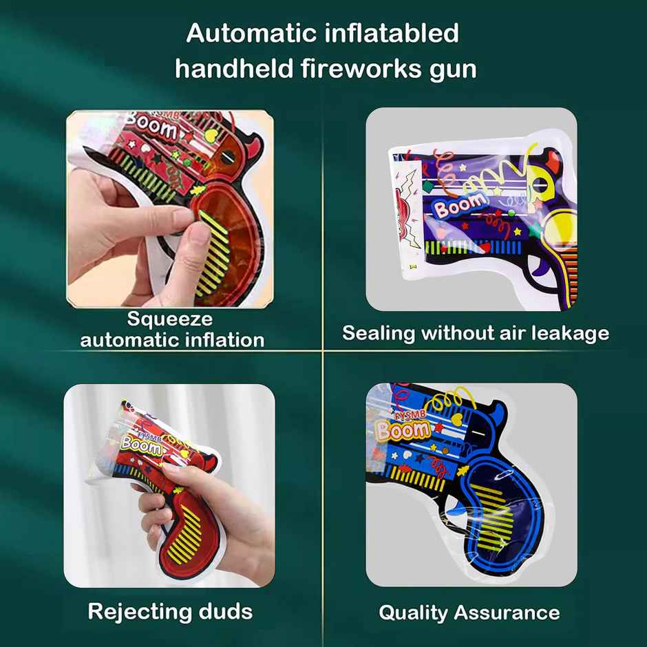Kidology 20 pcs Inflatable Fireworks Gun Party Toys | Confetti Gun Shooter for Party Supplies