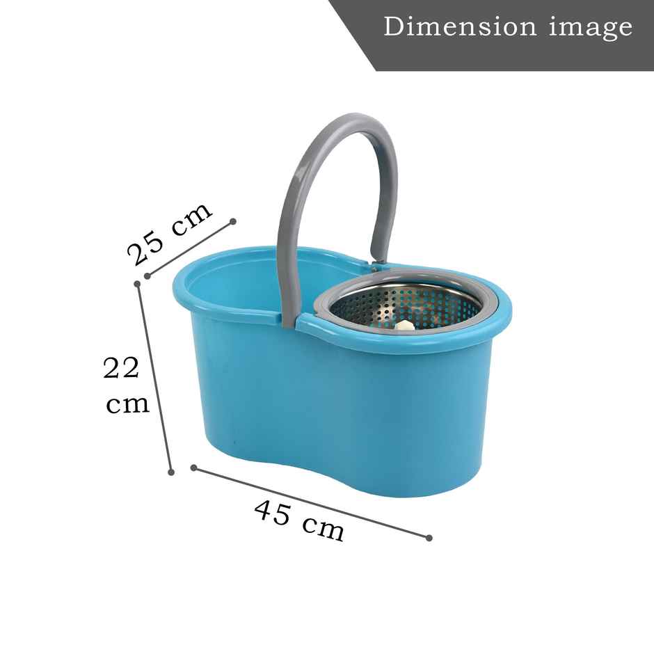 Kuber Industries Stainless Steel Spin Mop Bucket | Blue