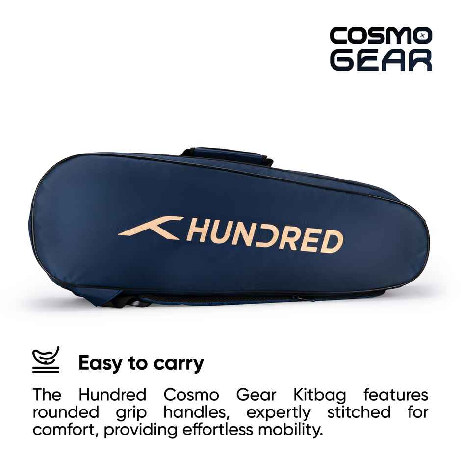 Hundred Cosmogear Badminton Kit-Bag | Navy|Double Zipper|Bag With Front Zipper Pocket