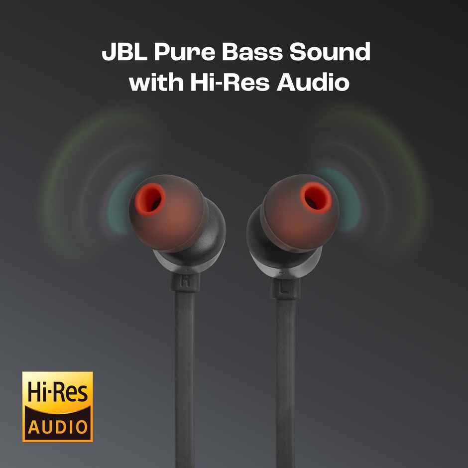 JBL Tune 310 Wired In-Ear Type C Headphones, Hi-Res Audio With Digital-To-Analog Converter (Black)