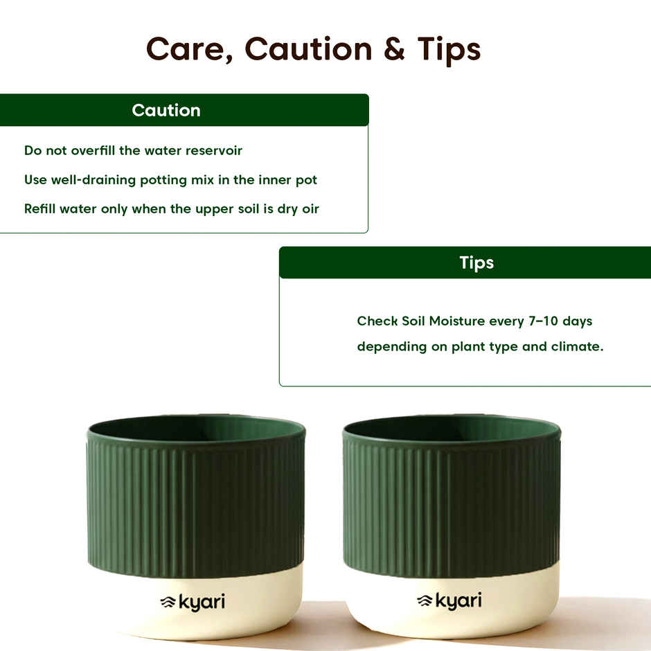 Kyari Self Watering Green Mylo Pot | Indoor Plant Pot