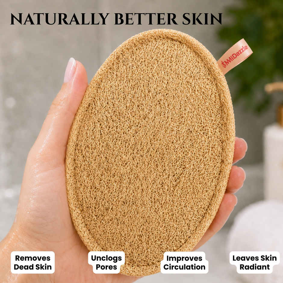 Midazzle 100% Natural Body Scrubber Organic Loofah for Bathing | Oval | MIOL6102