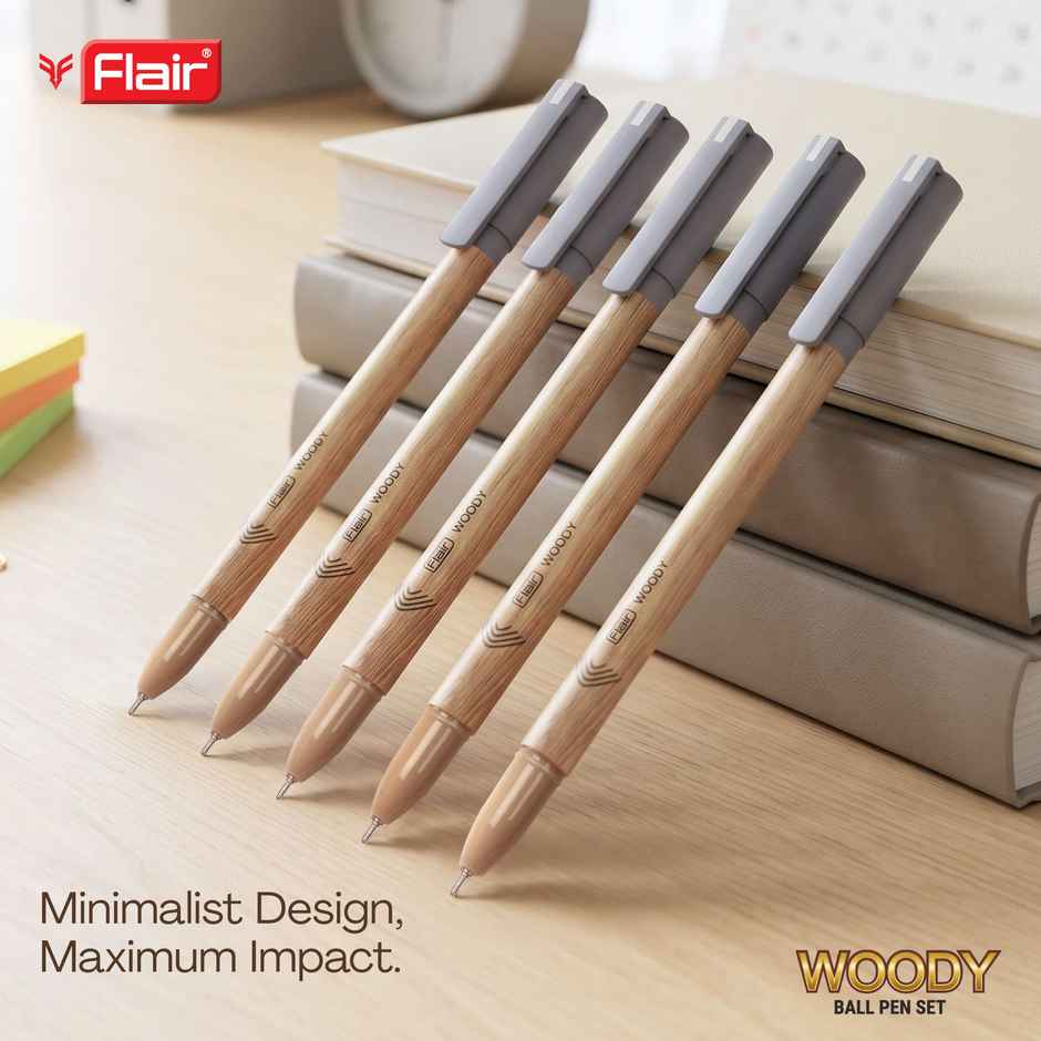 Flair Woody Ball Pen Black Pack Of 5