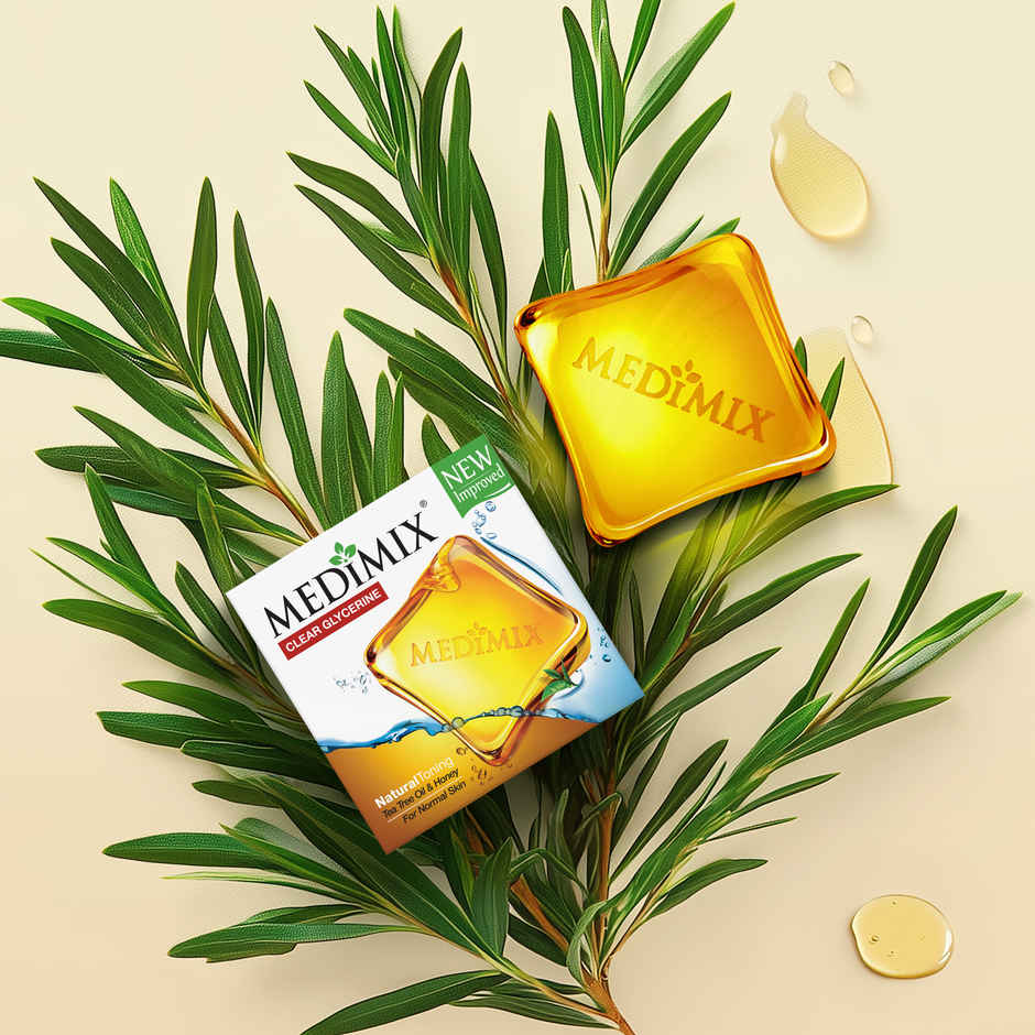 Medimix Clear Glycerine Natural Toning Bathing Soap with Tea Tree Oil & Honey