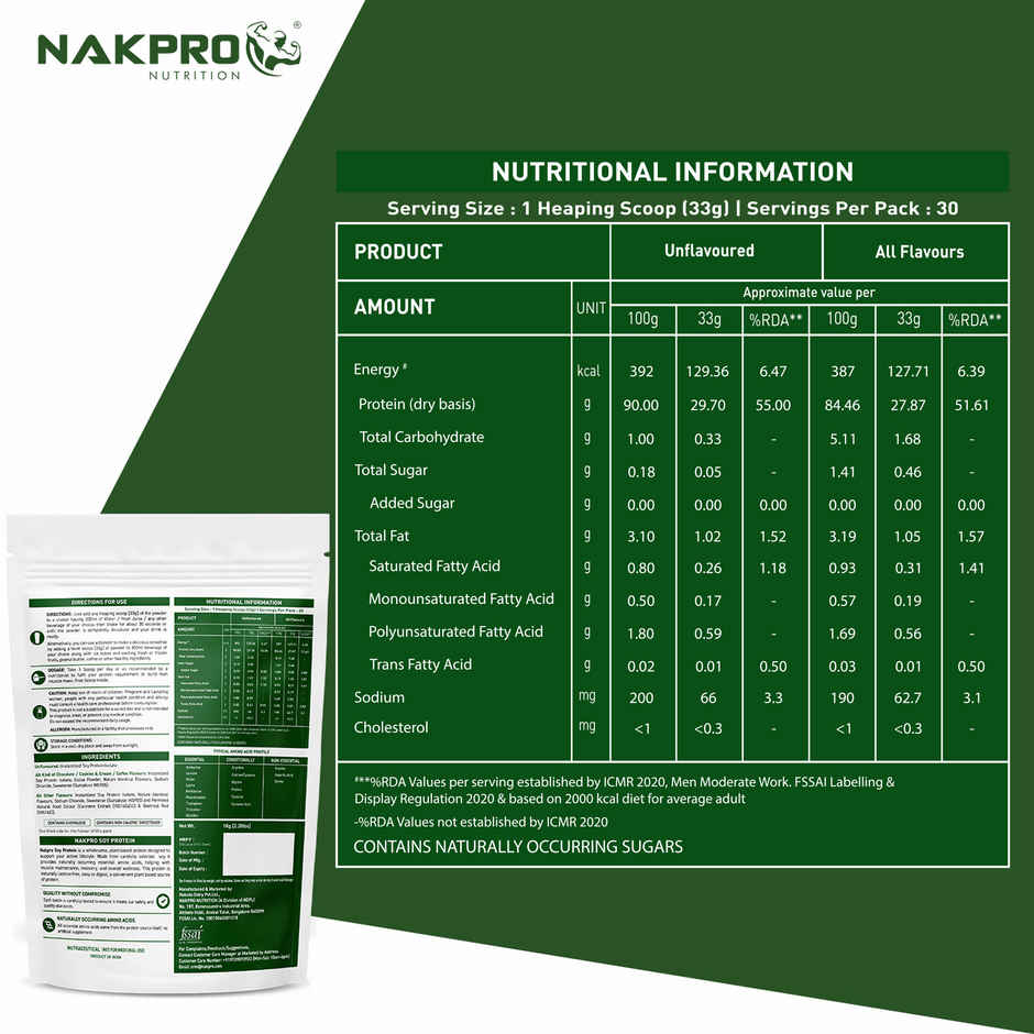 Nakpro Complete Soy Protein Isolate Vanilla - 25.3G Protein 4.6G Bcaa