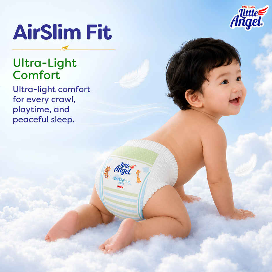 Little Angel Soft Pure Baby Diaper Pants 12 Hours Absorption | Medium | 7 to 12 kg