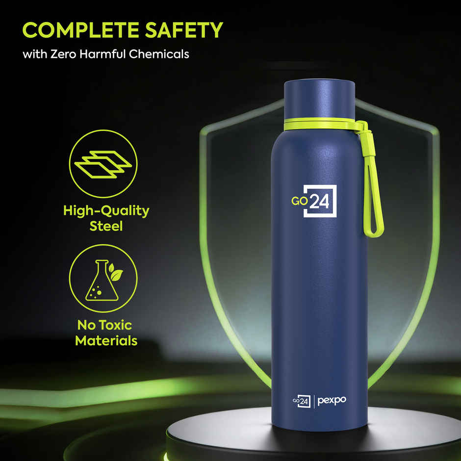 Go24 Bravo Stainless Steel Thermos Bottle | Denim Blue | ISI Certified | 24-Months Warranty