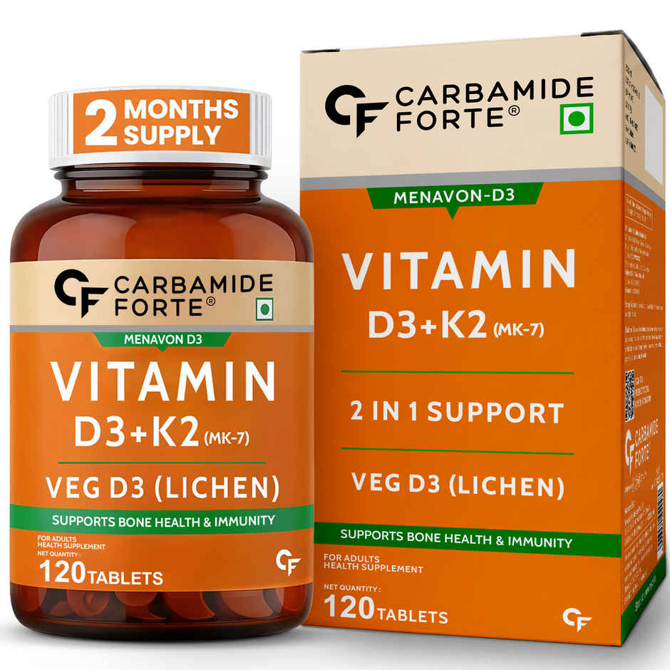 Carbamide Forte Vitamin D Tablets | Vitamin D3 K2 Supplement to support Bone & Heart Health 120 tab