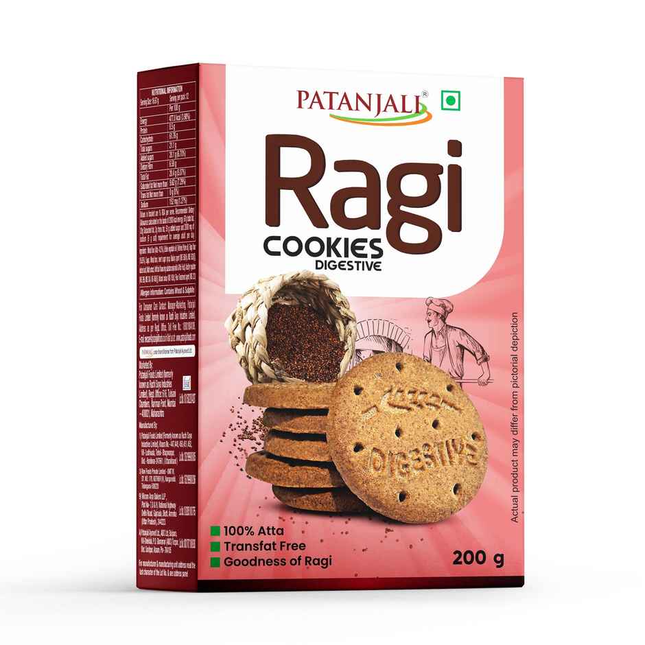 Patanjali Ragi Cookies Digestive- Millet, High Fibre, No Maida, Crunchy cookies