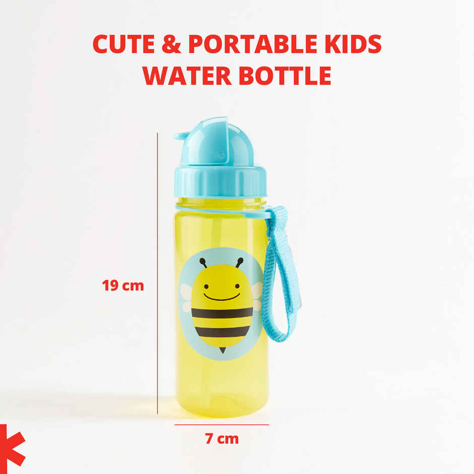 Skip Hop Zoo Kids Bottle, Flip-Top Straw, Leak-Proof, Toddler Sipper Cup, For Babies 12 M+, 385 ML
