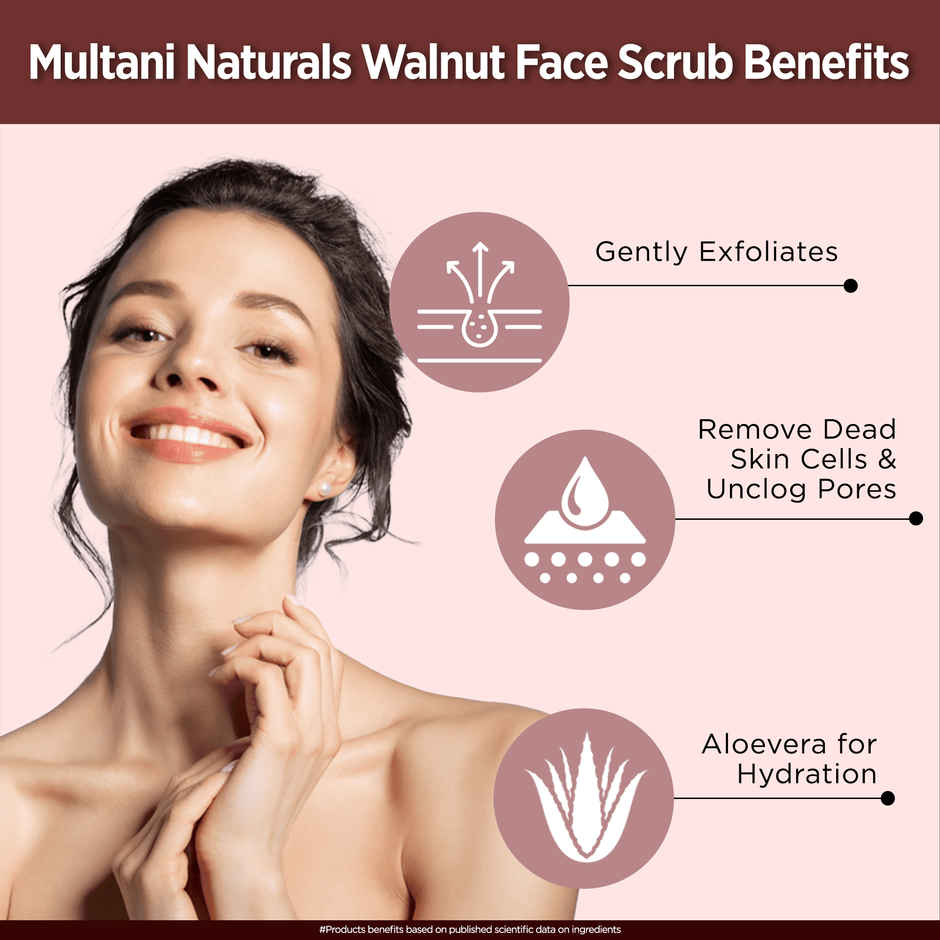 Multani Naturals Walnut Face Scrub | Removes BlackHead & Dead Skin Cells| Unclog Pores