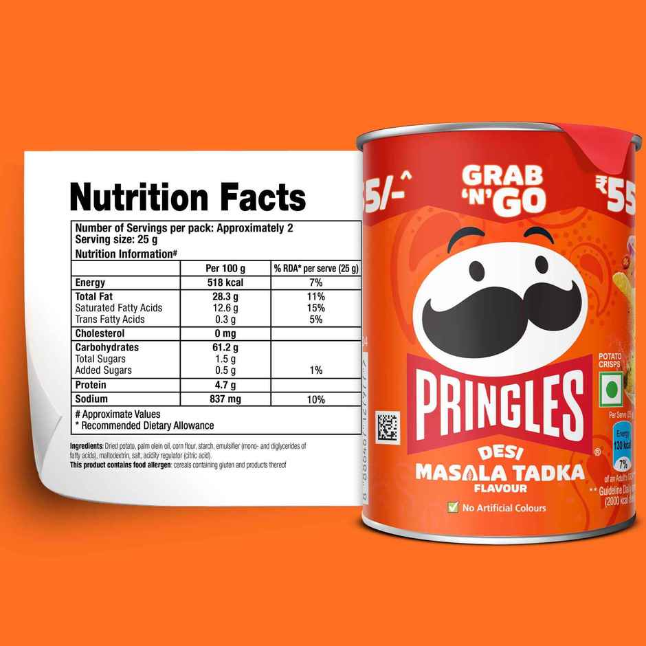 Kellogg's Pringles Potato Chips Desi Masala Tadka Flavour