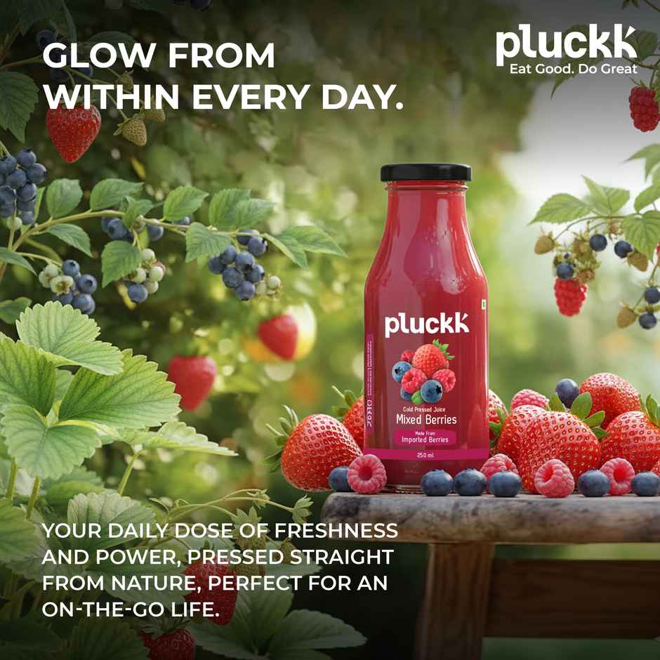 Pluckk Cold Pressed Extracted Mixed Berries Juice | No Preservatives | No Added Sugar