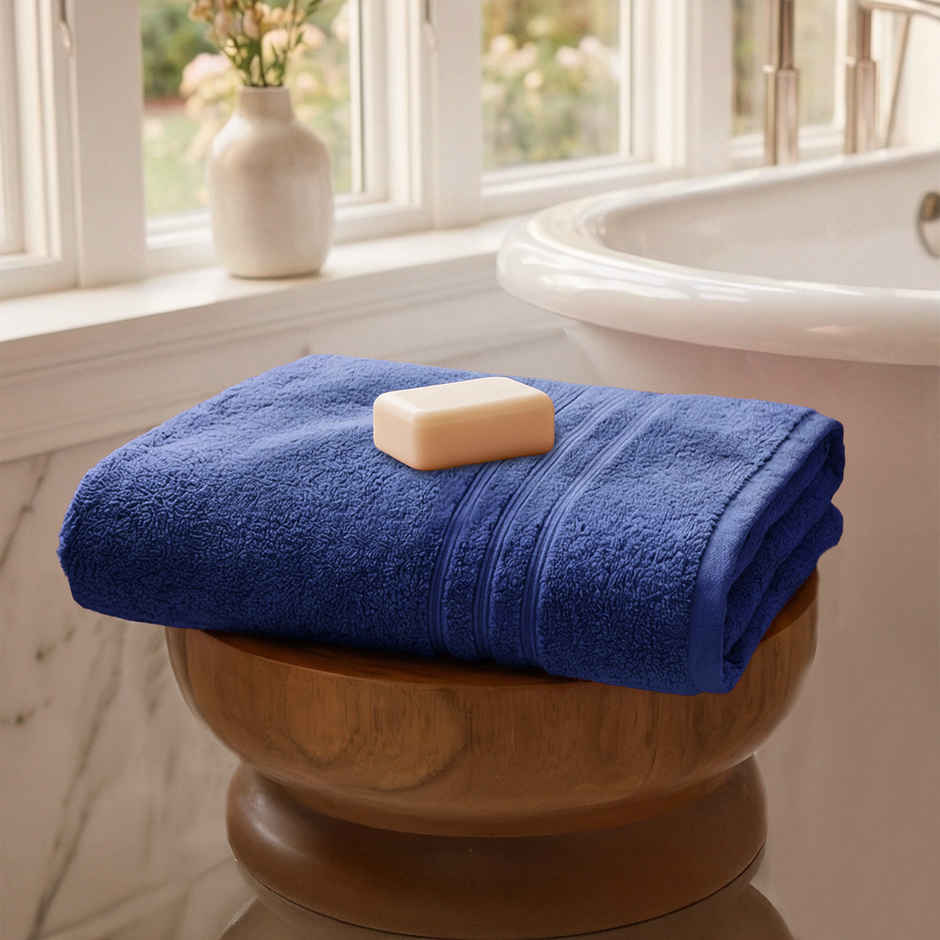 Mytrident Comfort Living Cotton Bath Towel | 28 in x 55 in | New Navy