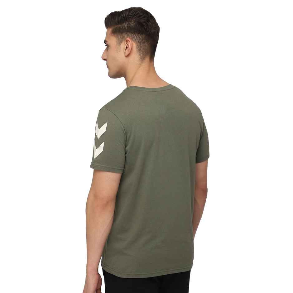 hummel Men's Legacy Chevron Round Neck Solid Regular Fit Cotton Poly T-shirt | Green - L