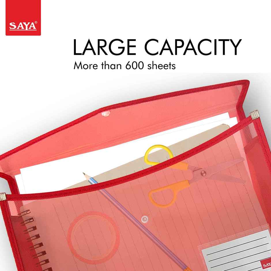 Saya FS Clear Document Bag | Durable File Organizer for Office, School & Home Use