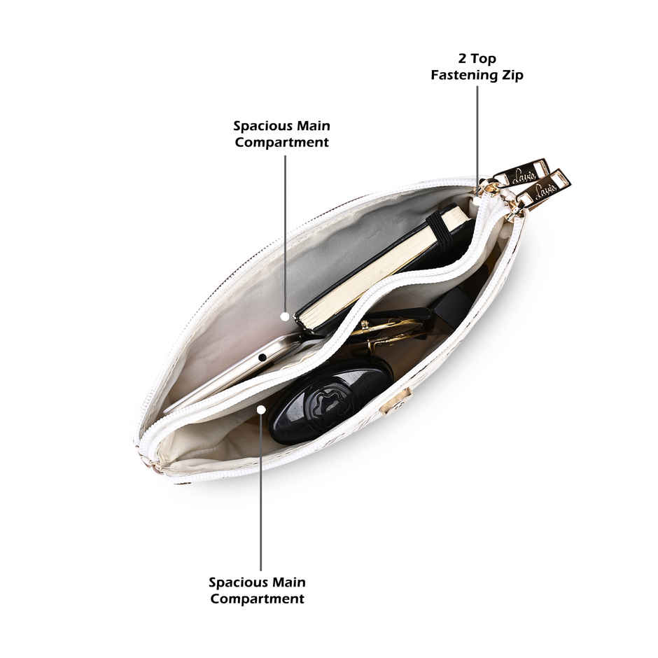 Lavie Women's Mono Ll Rio Flap Crossbody Sling Bag | Ladies Purse Handbag | Off White