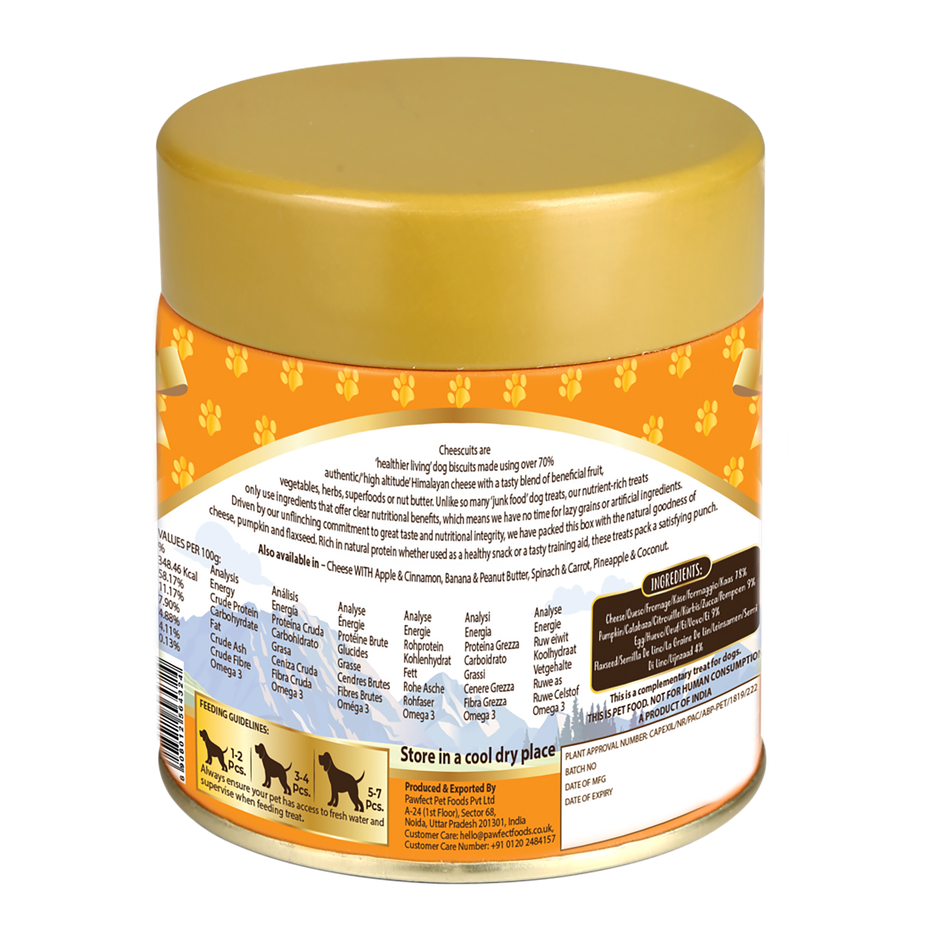 Pawfect Cheesecuits Cheese Biscuits with Pumpkin, Flaxseeds & Eggs Dog Training Treats