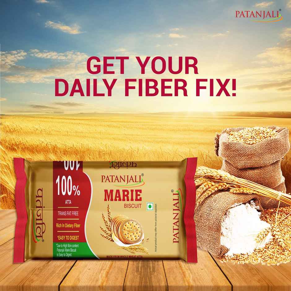 Patanjali Marie Biscuit - Whole Wheat No Maida Crispy Tea Biscuits