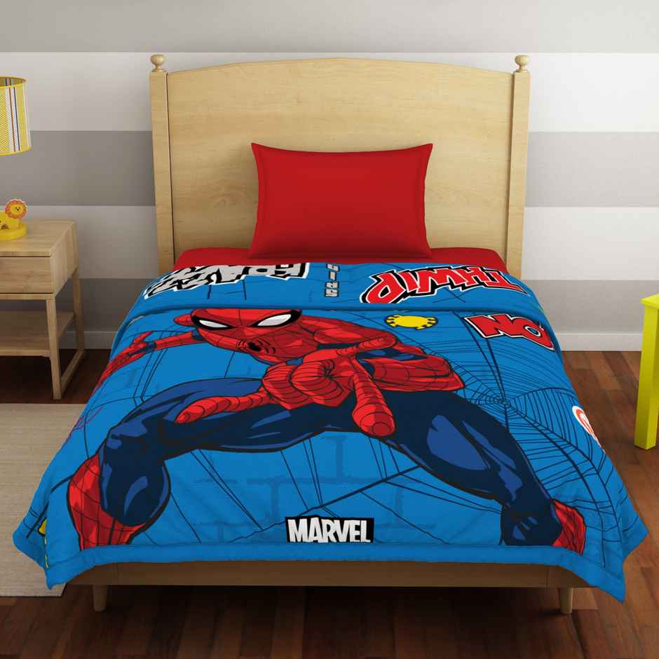 Welspun Spider-Man Ac Blanket For Kid | 300 Gsm Duvets For Single Bed | (60 x 87 Inches) - Red