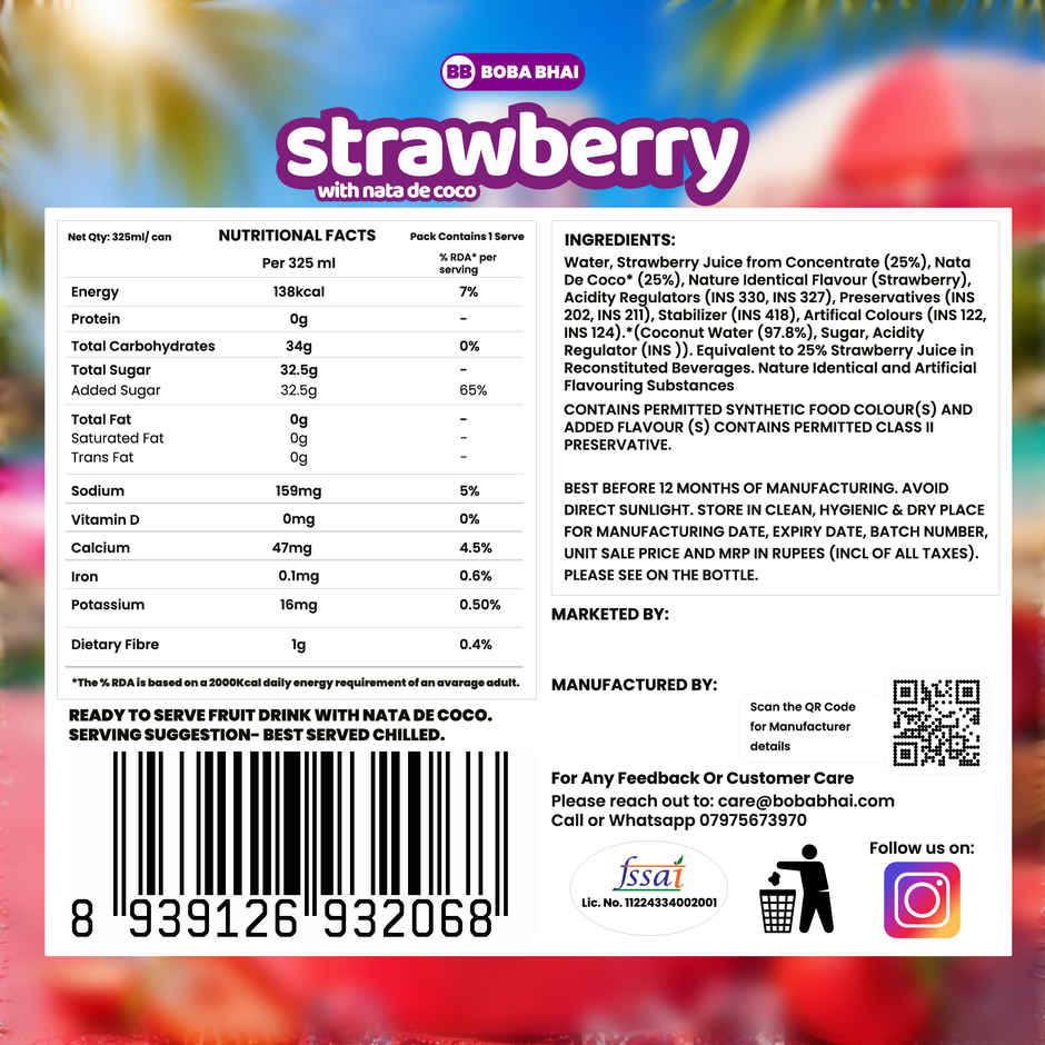 Boba Bhai Strawberry with Nata de Coco