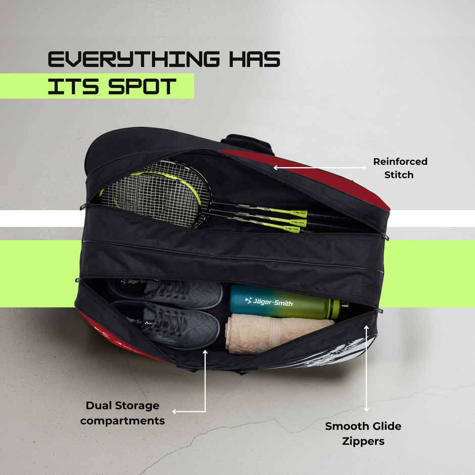 Jager Smith ORCA Badminton Sports Kit Bag | Red & Black