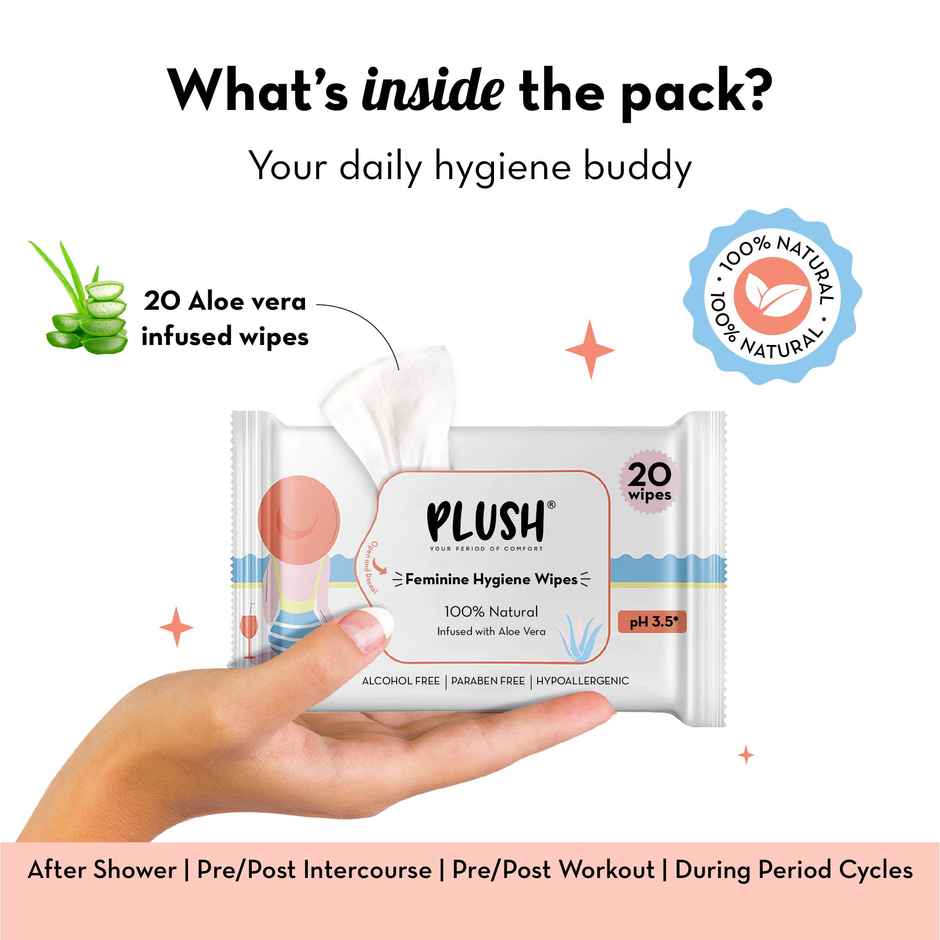 Plush Natural Infused with Aloe Vera Intimate Wipes