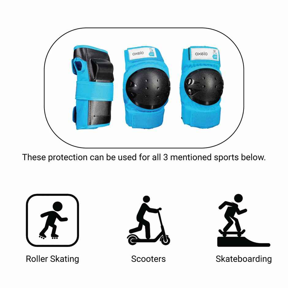 Decathlon | Oxelo Kids' 3-Piece Safety Guards | Blue - 2XS