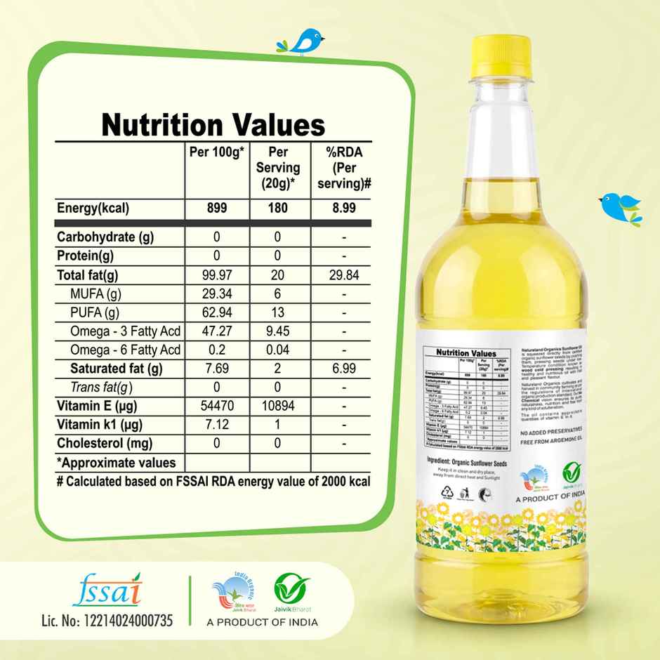 Natureland Organics Sunflower Cold Pressed Oil