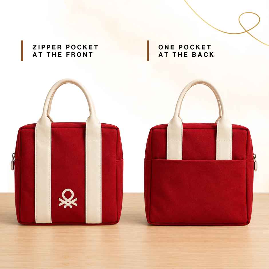 United Colors of Benetton Lunch Bag | Polyester | With Back Pocket | Maroon